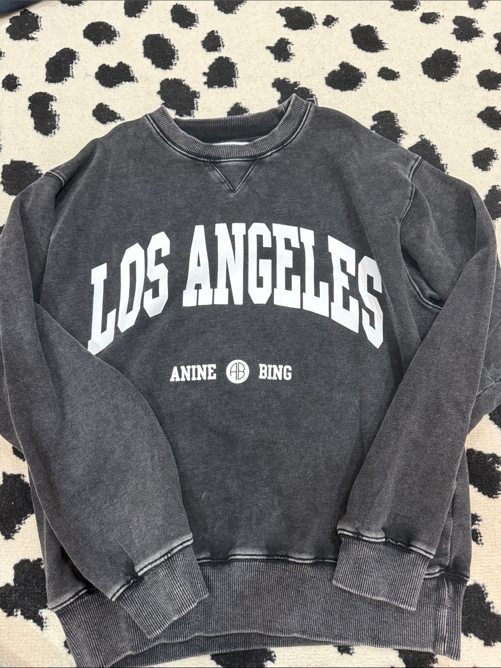 Anine Bing Los Angeles Black Crewneck Sweatshirt